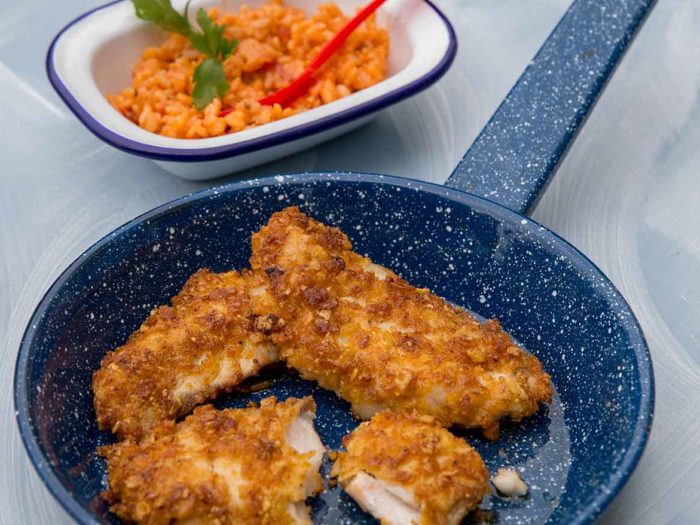 Cardine croustillante et risotto à la tomate